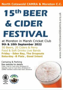 Moreton Beer Festival:  9-10 September 2022 @ Moreton Cricket Club | Moreton-in-Marsh | England | United Kingdom